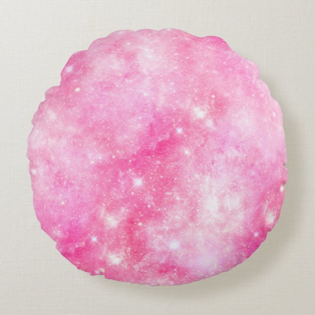 Cojín Redondo Galaxia rosa Universo (Anverso)