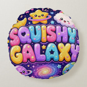 Cojín Redondo Galaxia Squishy Monada Tierra Luna Estrellas 