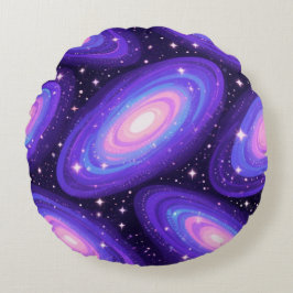 Cojín Redondo Galaxy Swirls Pattern Dreamy Cosmic Nebula Design