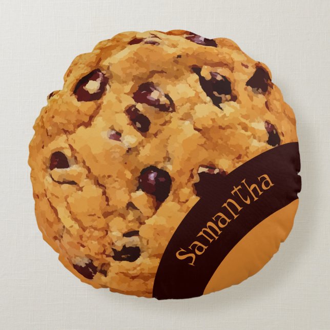 Cojín Redondo Galleta de chocolate personalizada (Anverso)