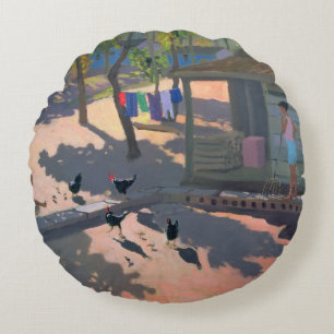 Cojín Redondo Gallinas y pollos Cuba 1997