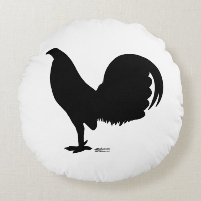 Cojín Redondo Gamecock Rooster Silhouette (Anverso)