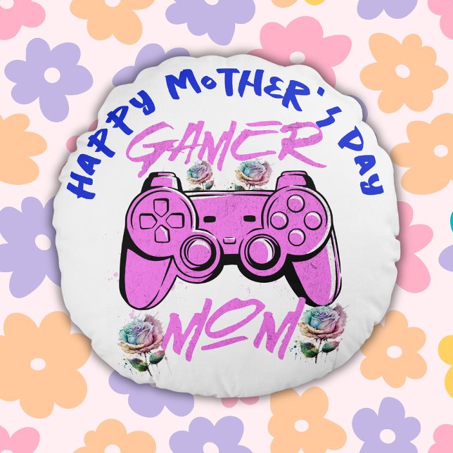 Cojín Redondo Gamer Mom Feliz Día de la Madre | (Subido por el creador)