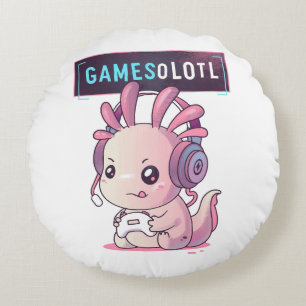 Cojín Redondo Gamesolotl - Jugador de Axolotl