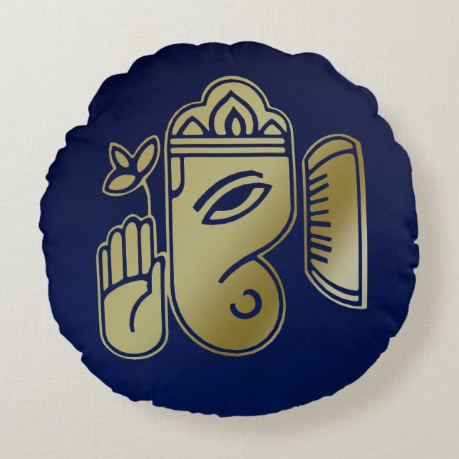 Cojín Redondo Ganesha, diosa del oro - Pillow redondo (Anverso)