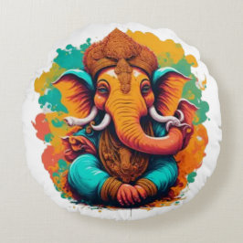 Cojín Redondo Ganesha, ganesh, retiro ganapati de obstáculos #1