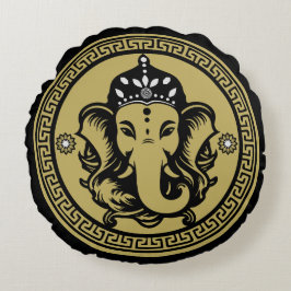 Cojín Redondo Ganesha Themed Hindu Art Print