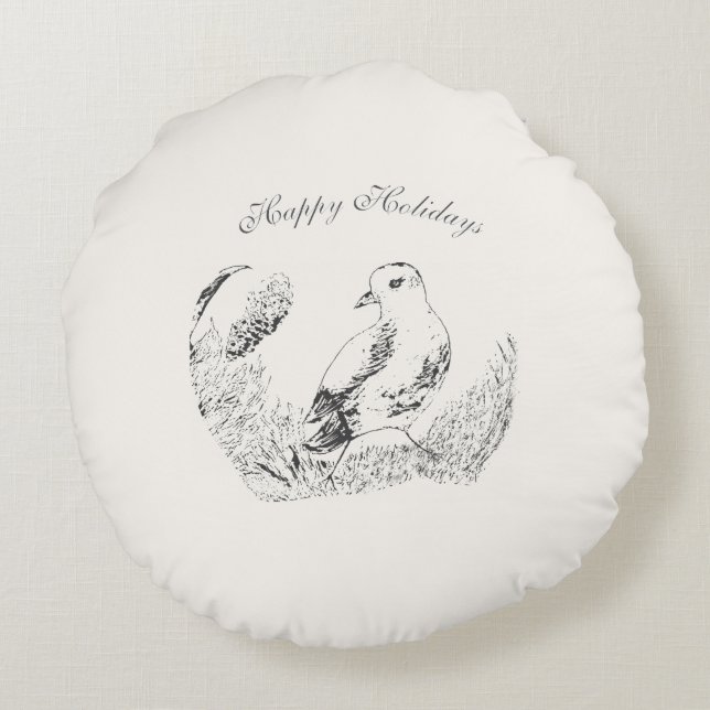 Cojín Redondo Garden Bird & Flower - Vintage Winter Holidays (Reverso)