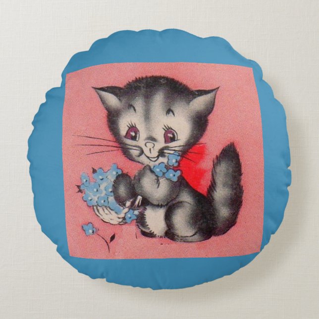 Cojín Redondo gatito dulce (Anverso)