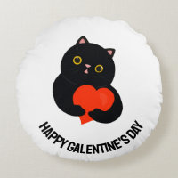 Gatito negro feliz el día de Galentine le da coraz