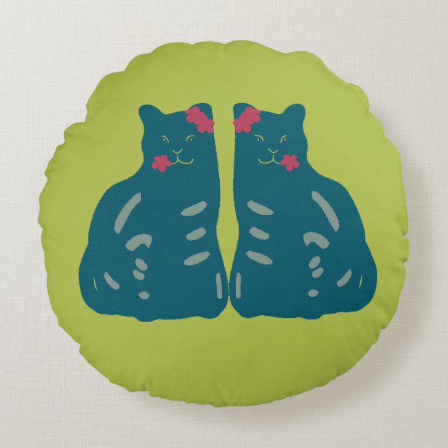 Cojín Redondo Gatitos Gemelos (Anverso)