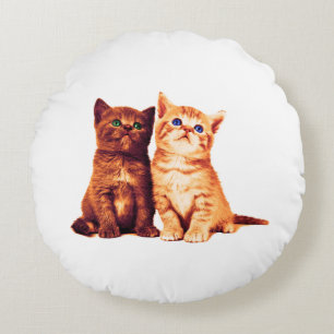Cojín Redondo Gatitos hermanos, dos gatos lindos