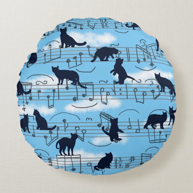 Cojín Redondo gatitos musicales (Anverso)