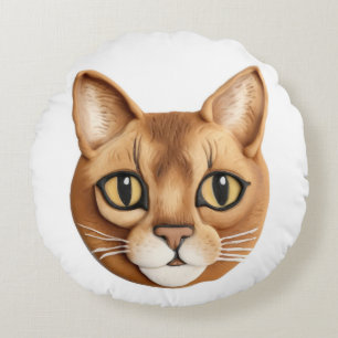 Cojín Redondo Gato Abisinio Inspirado en 3D