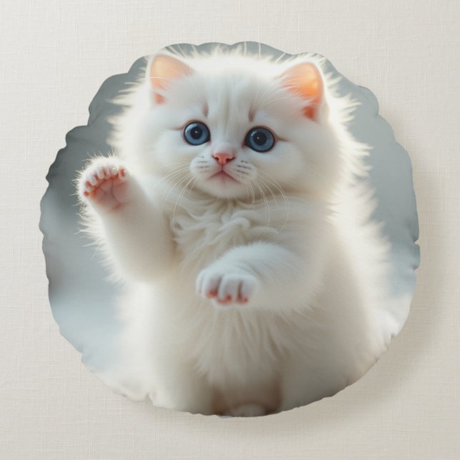 Cojín Redondo Gato Adorable (Anverso)