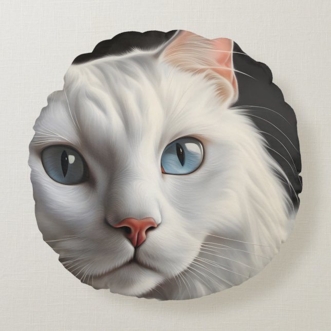 Cojín Redondo Gato blanco (Anverso)