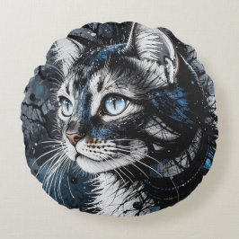 Cojín Redondo Gato contemporáneo