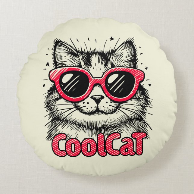 Cojín Redondo Gato Cool 1 (Anverso)