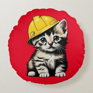 Cojín Redondo Gato de construcción