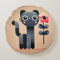 Gato de dibujos animados lindo sosteniendo una flo