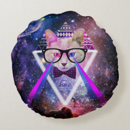 Cojín Redondo Gato de la galaxia del inconformista