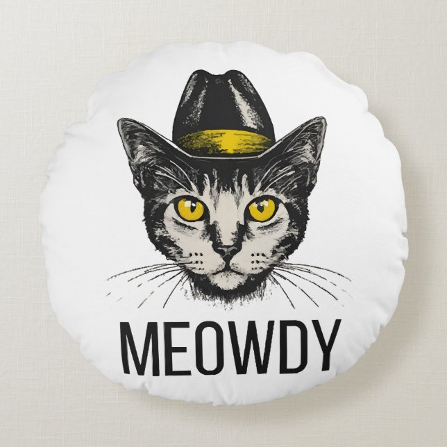 Cojín Redondo Gato Divertido Miau (Anverso)