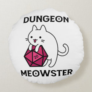 Cojín Redondo Gato Dungeon Meowster Divertido