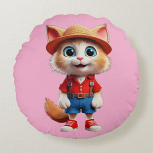 Cojín Redondo Gato feliz