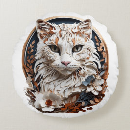 Cojín Redondo gato, gatito con flor