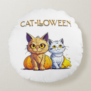 Cojín Redondo Gato Halloween 