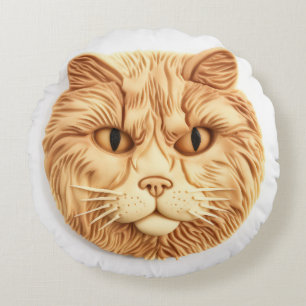 Cojín Redondo Gato Maine Coon Inspirado en 3D