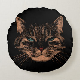 Cojín Redondo Gato petrificante de ojos inquietantes Purgar Gato