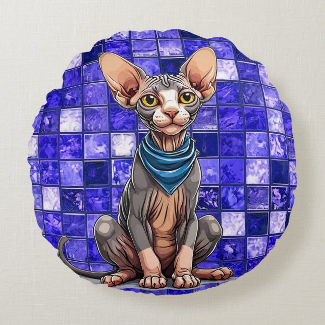 Cojín Redondo gato Sfinx (Anverso)