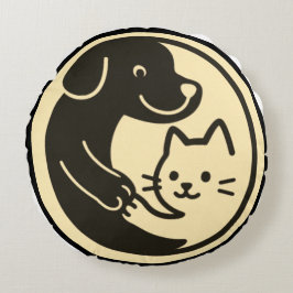 Cojín Redondo Gato y perro