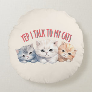 Cojín Redondo Gatos Cuidados - Hablo Con Mis Gatos