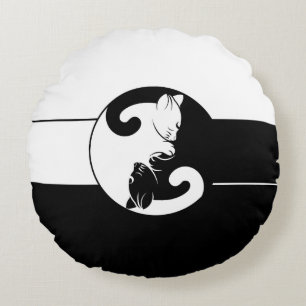Cojín Redondo Gatos de Yin yang