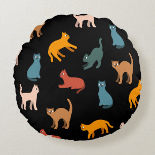 Cojín Redondo Gatos en negro