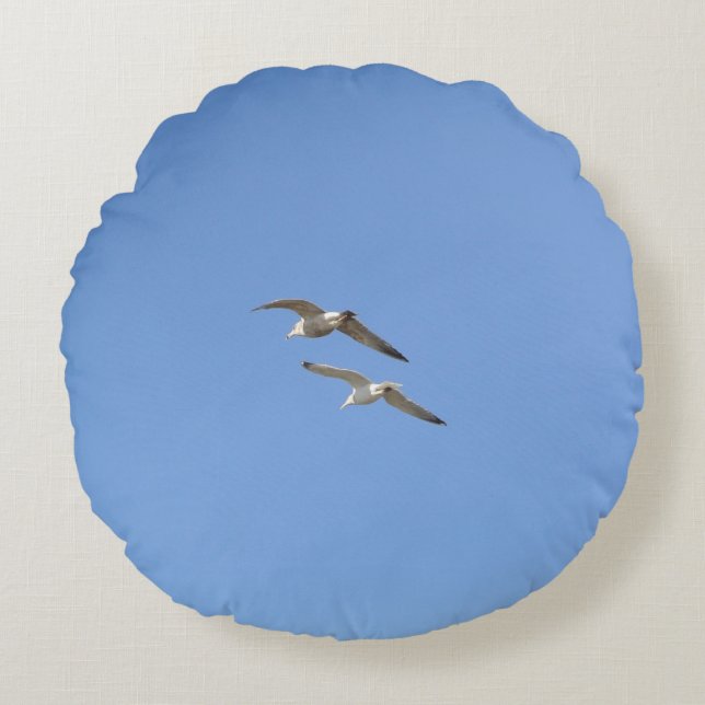 Cojín Redondo Gaviotas volando alto - (Anverso)