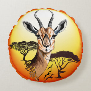 Cojín Redondo Gazelle Animal salvaje Antelope africano