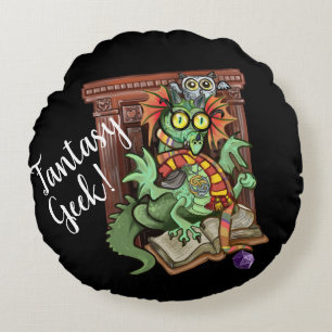Cojín Redondo ¡Geek de Fantasía! Dragón Fanático