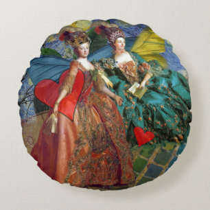 Cojín Redondo Géminis Gítico clásico Mujer mariposa