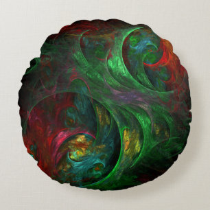 Cojín Redondo Génesis Green Resumen Arte Ronda Pillow