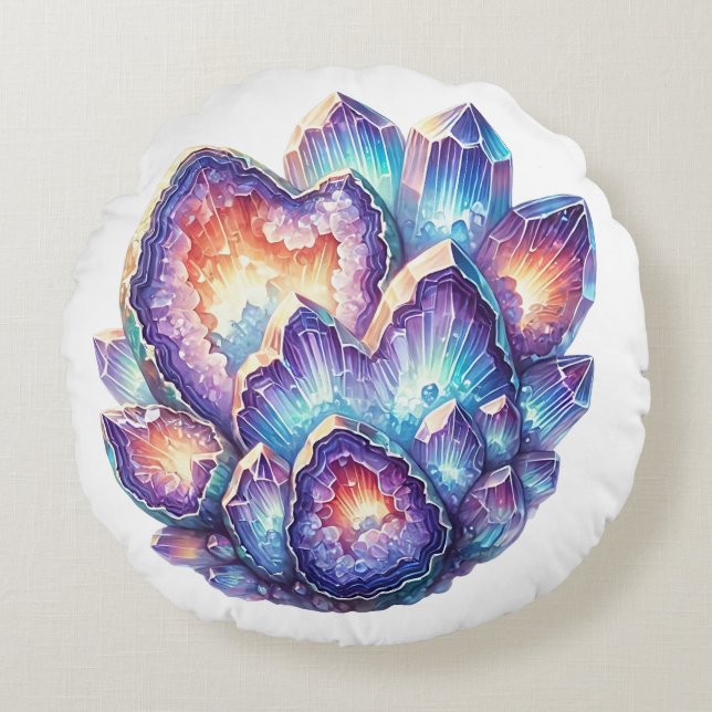 Cojín Redondo Geode Crystal Cluster (Anverso)