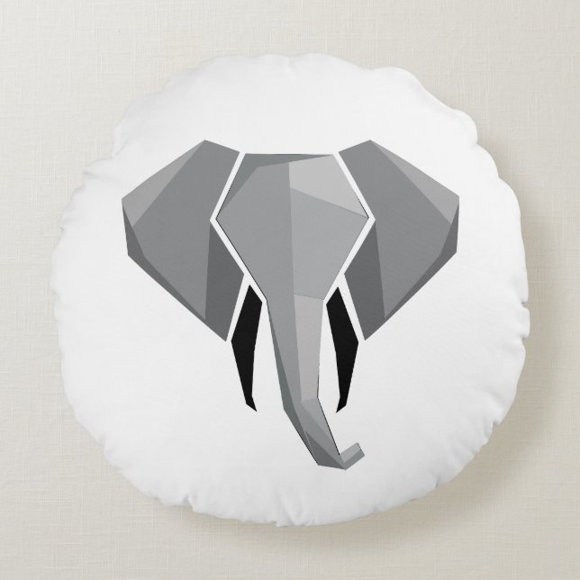 Cojín Redondo Geometría Cabeza elefante (Anverso)
