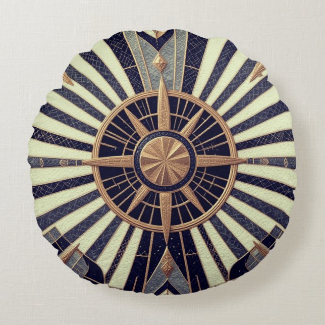 Cojín Redondo Geometría de estrella (Anverso)