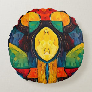Cojín Redondo Geometría de sueños vibrantes: arte abstracto mode