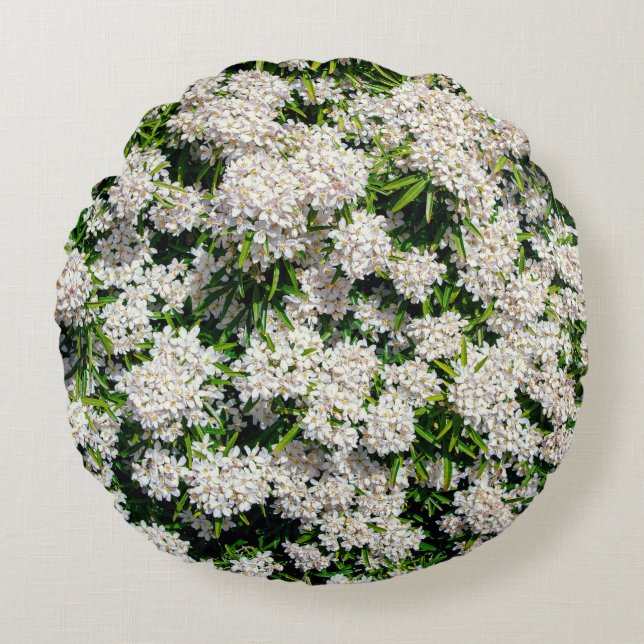 Cojín Redondo Geometría dorada: lujoso motivo de admirador (Anverso)