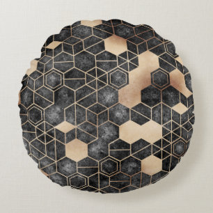Cojín Redondo Geometría isométrica del patrón hexágono inoxi