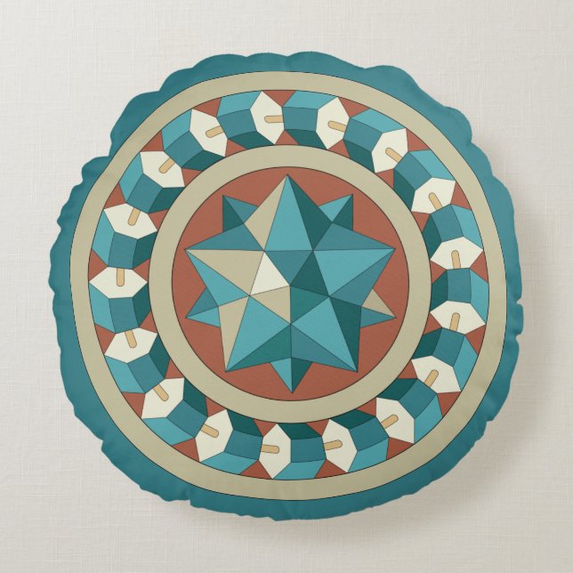 Cojín Redondo Geometría sagrada (Anverso)