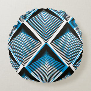 Cojín Redondo Geometric blue stripy overlay seamless pattern, br